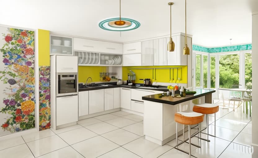  a colorful kitchen