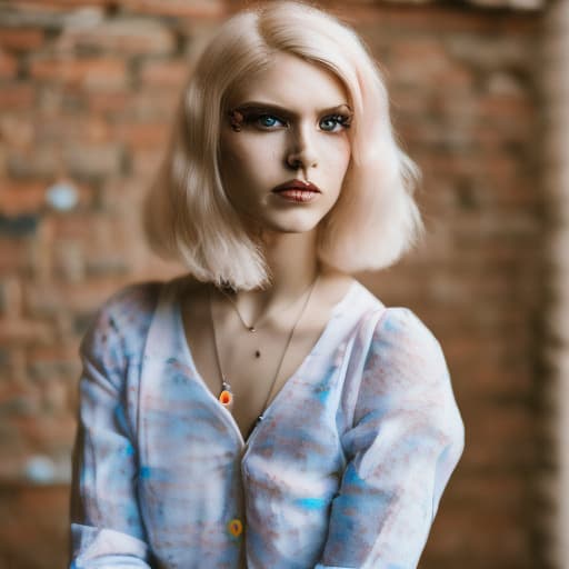 portrait+ style Russian LGBT queer fashion blogger blonde female face