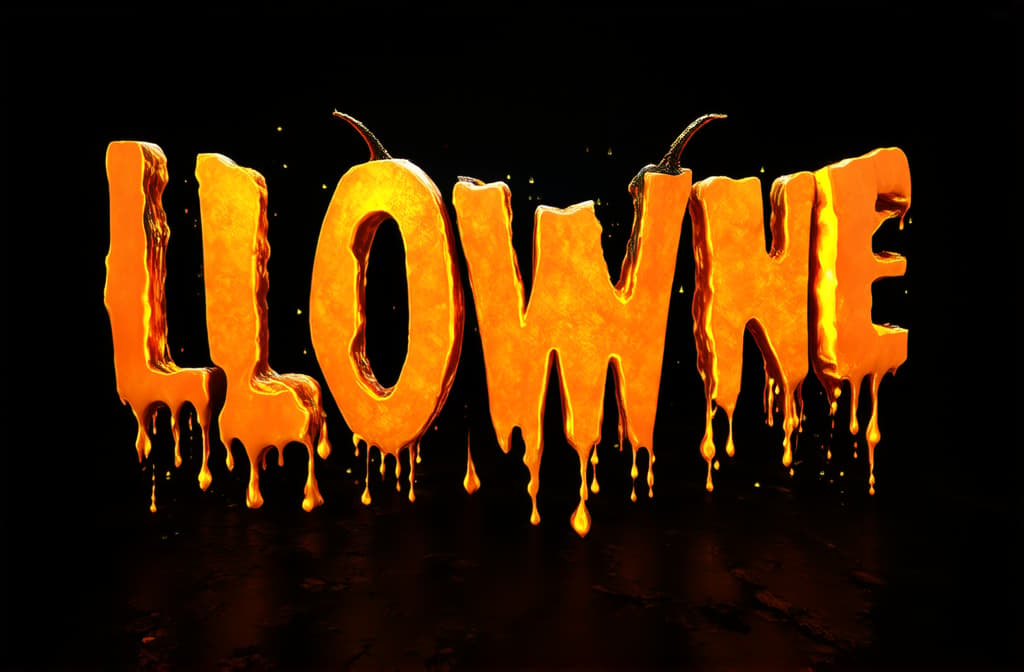  epic realistic, hyperdetailed, (cycles render:1.3), caustics, (glossy:0.58), (artstation:0.82),the letters НЕlloween are orange as if made of paint on a black background ar 3:2