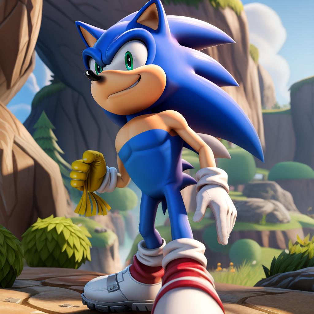  Sonic the Hedgehog (fortnite) full body, sonic the hedgehog gloves, sonic the hedgehog body, gay, open eyes, masterpiece, 4k, fine details,