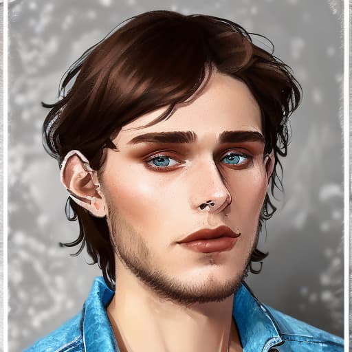 portrait+ style Russian queer blogger brunette hunk dude face