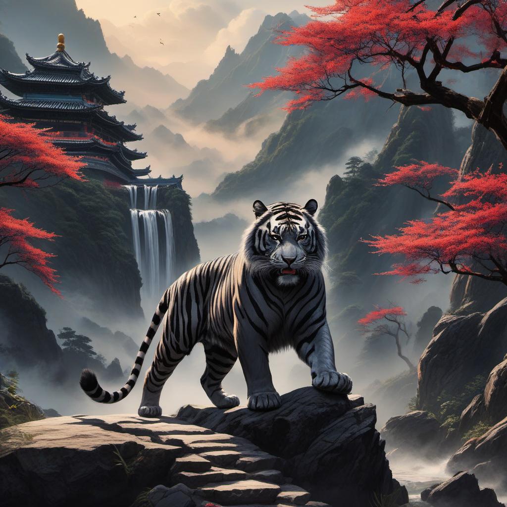  the black tiger is returning to the wudang mountains with grace, mythological style