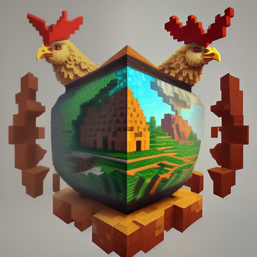  minecraft chicken, (surrealism), dreamlike , distorted , abstract , symbolic