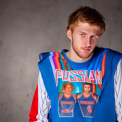 portrait+ style Russian basketball player LGBT queer blonde hunk dude face