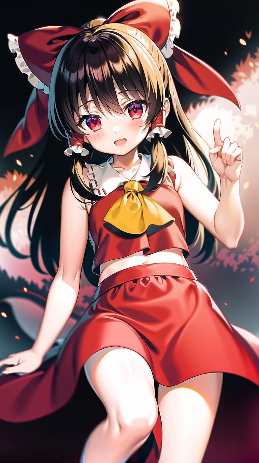  master piece , best quality,reimu hakurei falls into darkness