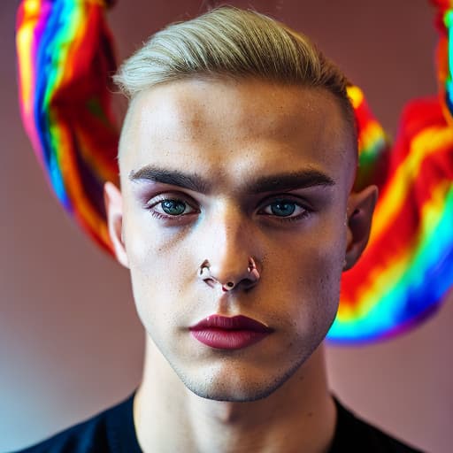 portrait+ style Russian LGBT queer dancer blonde hunk dude face