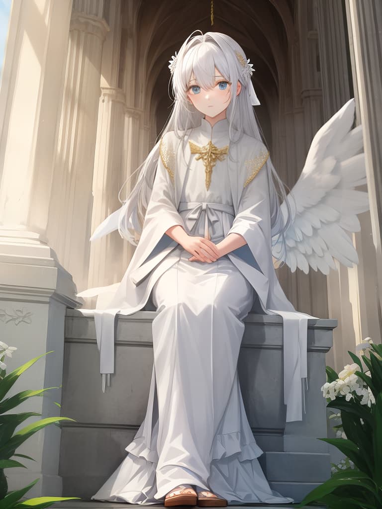  boy,angel,solemn