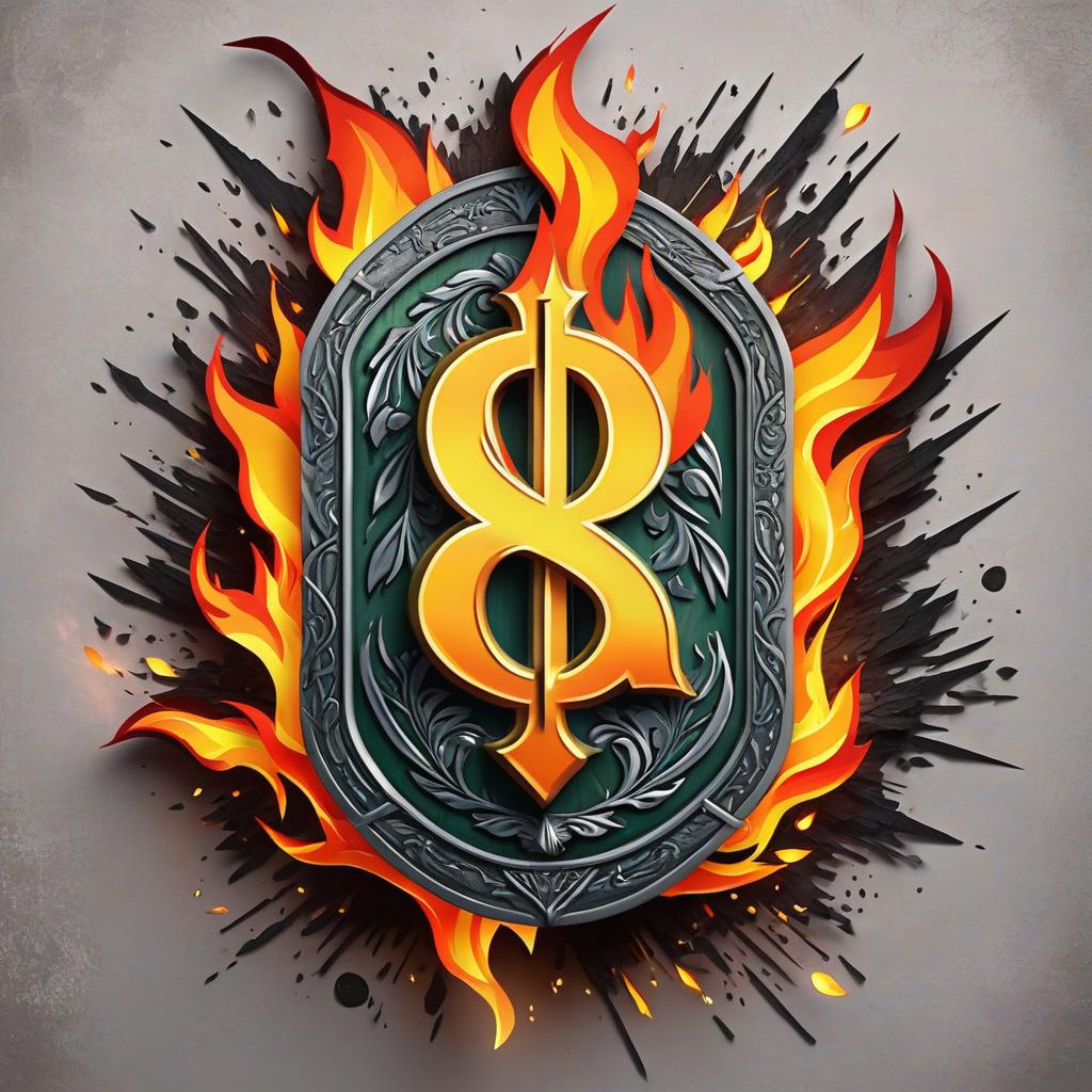  flaming money sign with magical fire background, award winning, professional, highly detailed, masterpiece