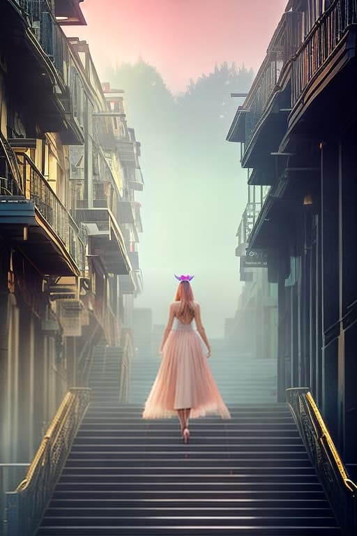  an image of a girl with thin light pink long hair with cat ears,in a fantasy light pink sailor outfit with short ,golden eyes,blushing,on stairs at dusk,showing black ,crouching. hyperrealistic, full body, detailed clothing, highly detailed, cinematic lighting, stunningly beautiful, intricate, sharp focus, f/1. 8, 85mm, (centered image composition), (professionally color graded), ((bright soft diffused light)), volumetric fog, trending on instagram, trending on tumblr, HDR 4K, 8K