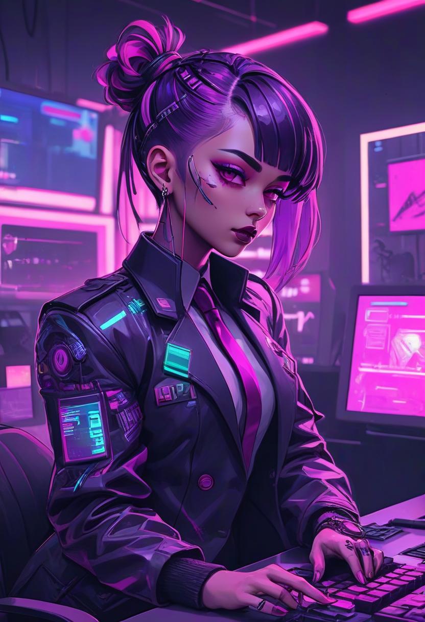  neonpunk style bureaucrat . cyberpunk, vaporwave, neon, vibes, vibrant, stunningly beautiful, crisp, detailed, sleek, ultramodern, magenta highlights, dark purple shadows, high contrast, cinematic, ultra detailed, intricate, professional