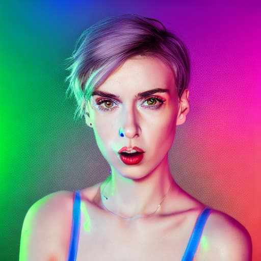 portrait+ style Russian LGBT queer comedian actress blonde female face