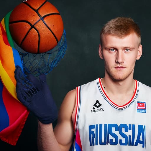 portrait+ style Russian LGBT queer basketball player blonde hunk dude face