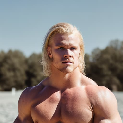 portrait+ style WWE queer superstar blonde hunk dude face