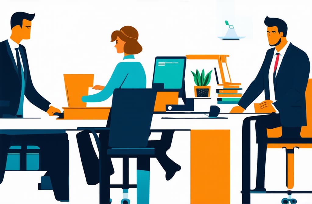  people working in office. business illustration representing busy life ar 3:2 {prompt}, maximum details