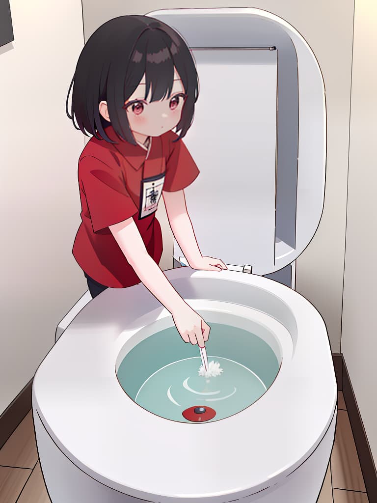  hanako, hanako in the toilet, red , black bob, suspicious, toilet, masterpiece, best quality,8k,ultra detailed,high resolution,an extremely delicate and beautiful,hyper detail