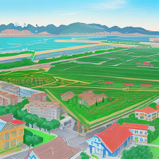  Draw a landscape painting and sketch painting Qingdao West Coast New District Fifth Senior Middle School,