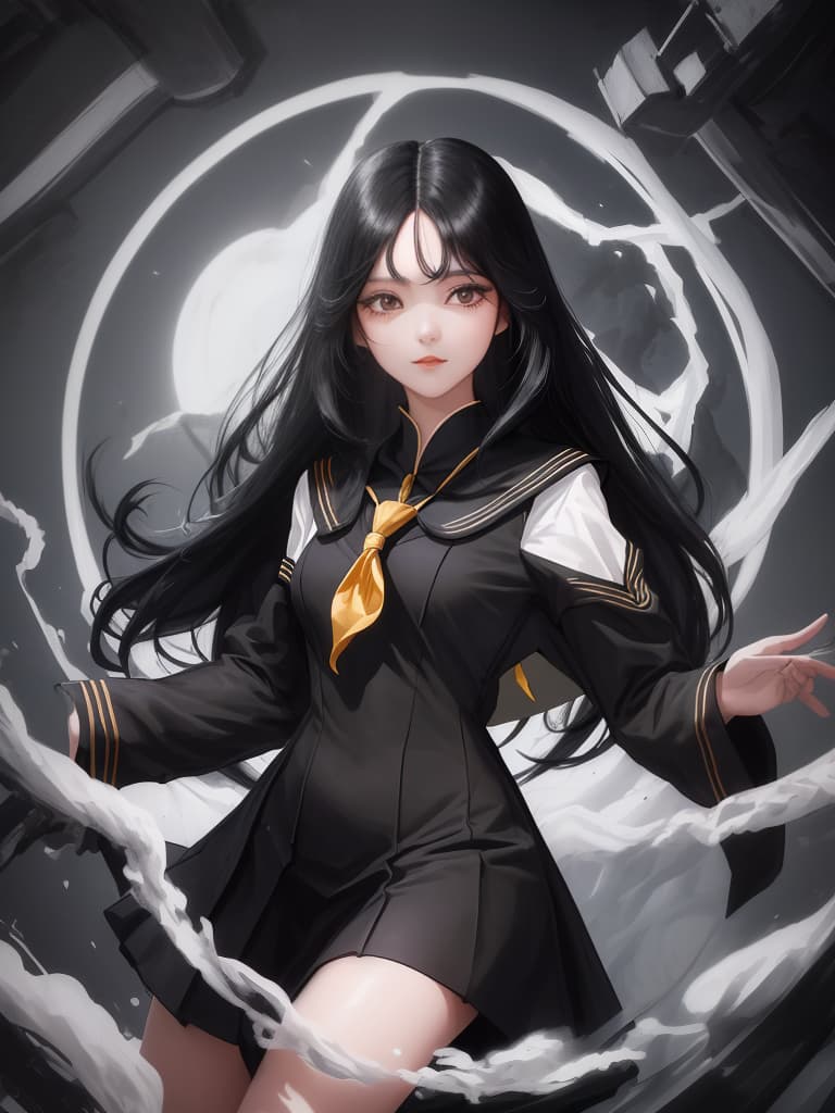  {((beautiful girl))((long black hair))(wearing black sailor suit)):1.4,looking straight ahead (upper body only)},super detail,high resolution,absurd,adopted,