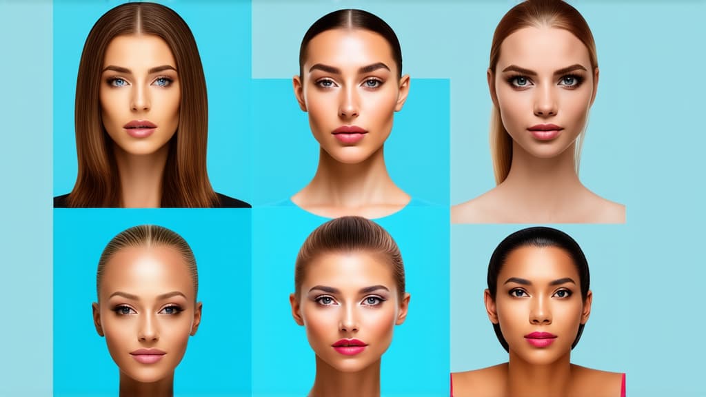  different beauty. set of different female heads on light background. different races and nationalities. ar 16:9, (natural skin texture), highly detailed face, depth of field, hyperrealism, soft light, muted colors