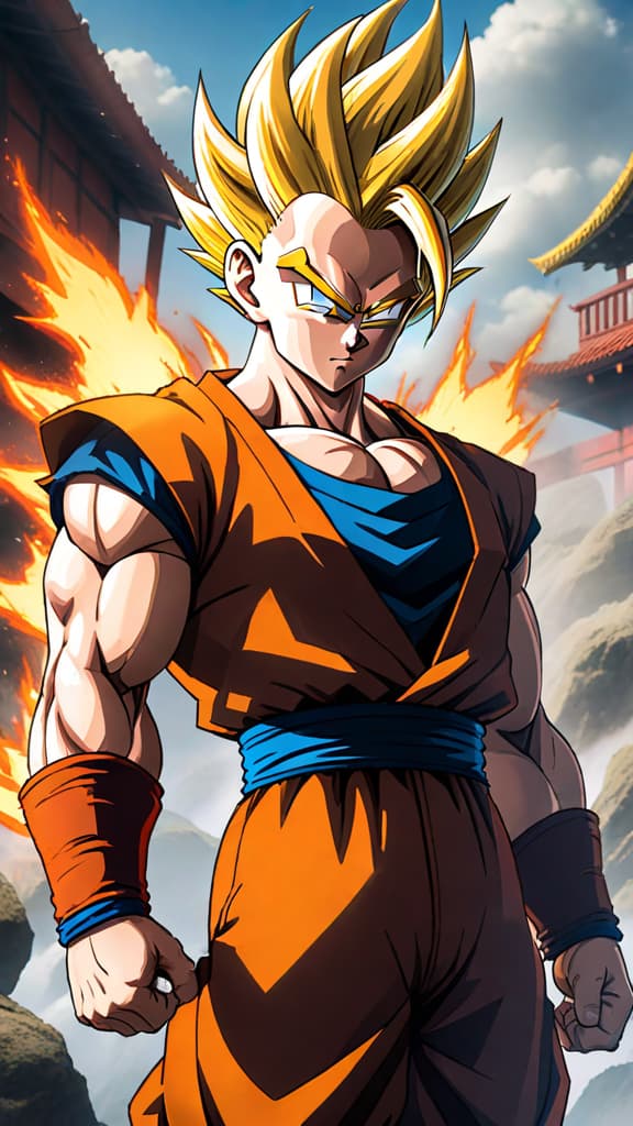  anime art, dragon ball z, gohan transforming into super saiyan 2 with android 16's broken body in the background hyperrealistic, full body, detailed clothing, highly detailed, cinematic lighting, stunningly beautiful, intricate, sharp focus, f/1. 8, 85mm, (centered image composition), (professionally color graded), ((bright soft diffused light)), volumetric fog, trending on instagram, trending on tumblr, HDR 4K, 8K