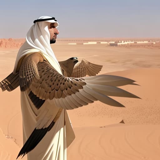  Falcon in the desert represents Sheikh Zayed's guest in the Emirates and make it nice it’s for a project