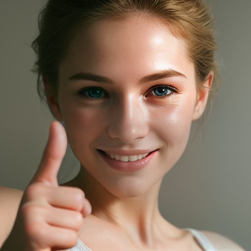  pretty smiling woman pointing hand to copy space aside, photorealistic, hyperrealistic, hyperdetailed, analog style, demure, detailed skin, pores, smirk, smiling eyes, matte skin, soft lighting, subsurface scattering, realistic, heavy shadow, masterpiece, best quality, ultra realistic, 8k, golden ratio, intricate, high detail, film photography, soft focus