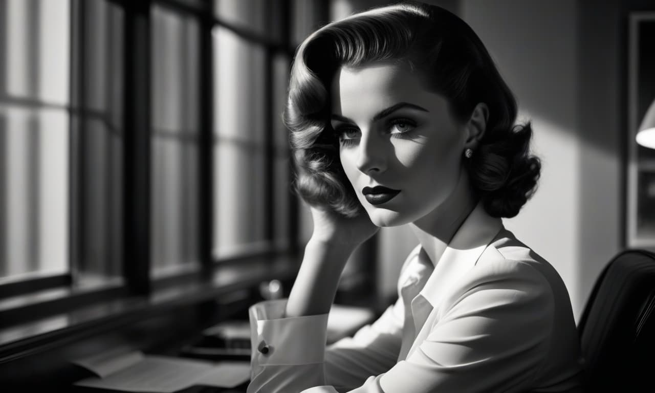  film noir style score 9, score 8 up, score 7 up, photo, photorealistic, 35mm, intricate details, hdr, hyperdetailed, natural skin texture, hyperrealism, sharp, photo realistic, morning early office workers, start of work day, blowjob is relaxed stylistics: (realistic, photo realistic:1.38), perfect face, perfect eyes, (tears:1.2) <lora:zy amateurstyle v2:0.6> . monochrome, high contrast, dramatic shadows, 1940s style, mysterious, cinematic