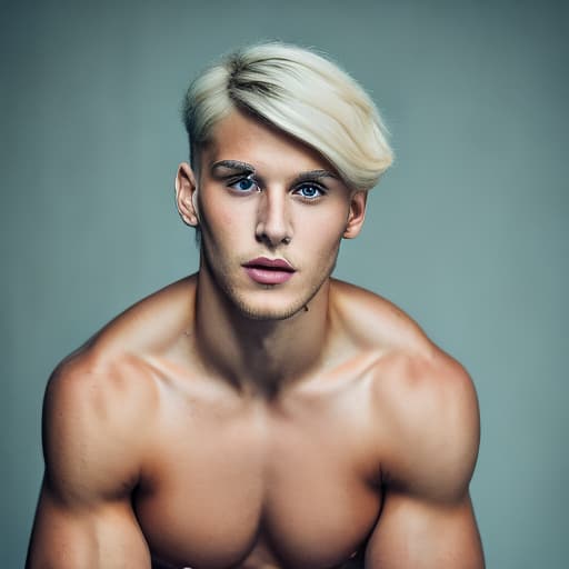 portrait+ style Russian LGBT queer dating show superstar blonde hunk dude face