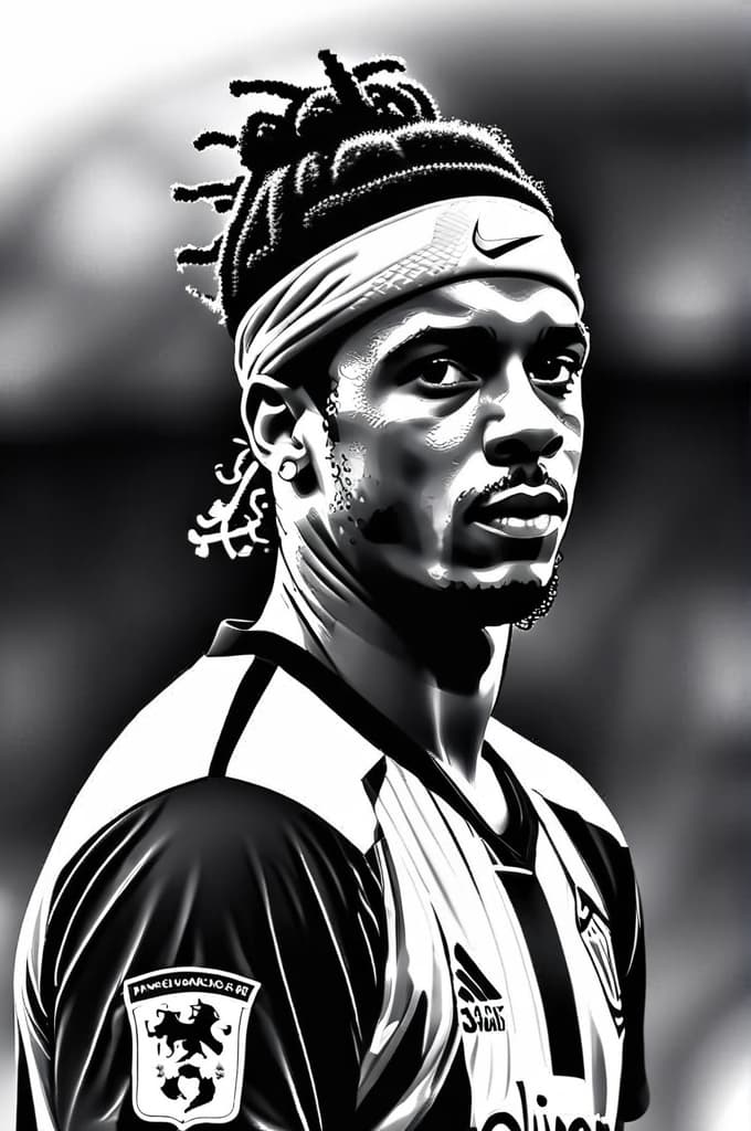  ronaldinho tattoo, (tattoo:1.15), black and white style, hq, hightly detailed, 4k