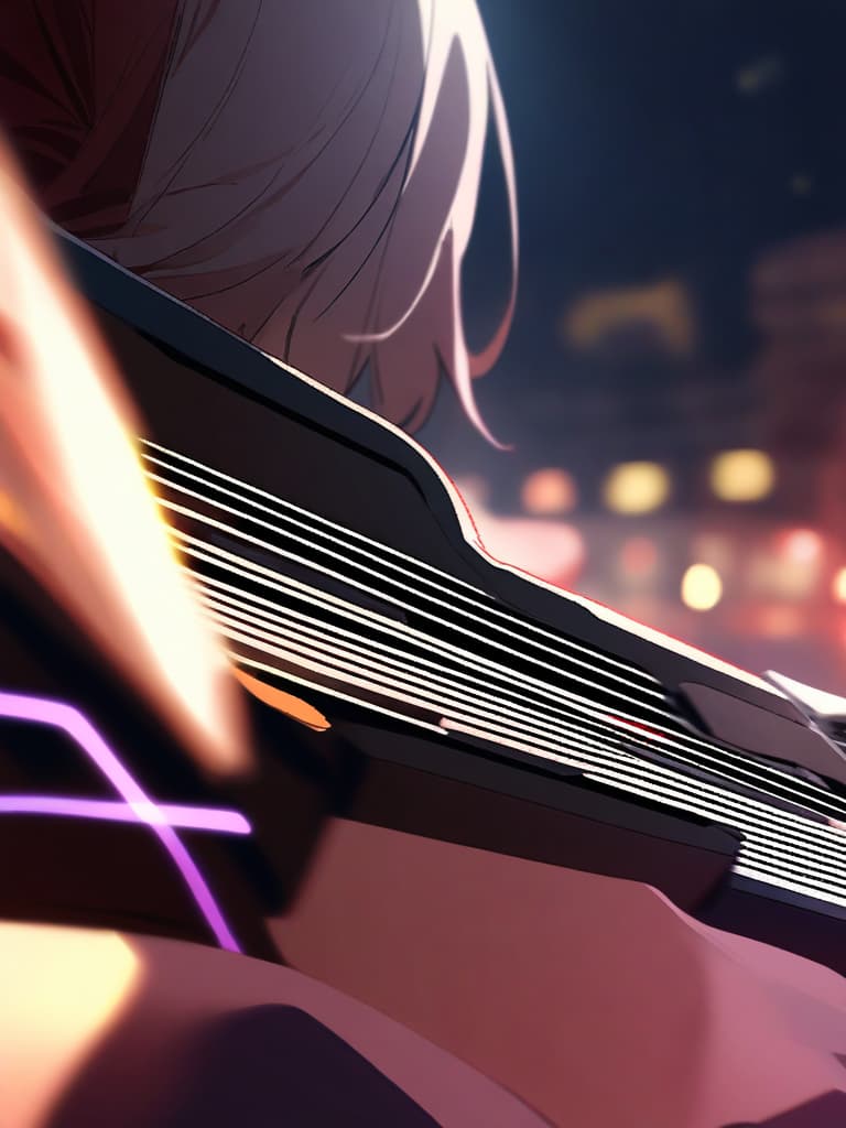  (girl){rock band,playing (((playing electric guitar:1.8))) close up,live music venue (background blur effect)}super detail,high resolution,absurd,employed,