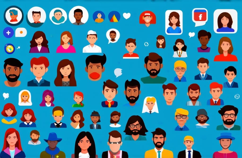  set of people, avatars, heads of people of different nationalities and ages in flat style. collection of faces of people of multinational social networks. ar 3:2 {prompt}, maximum details