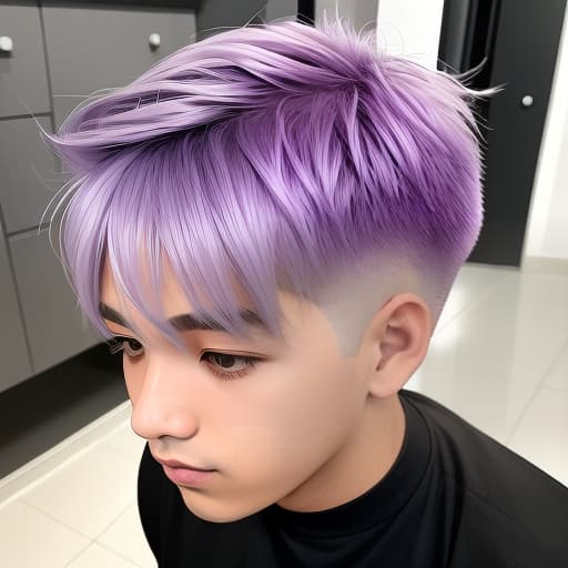  Light purple hair color hairstyle wolf cut boy