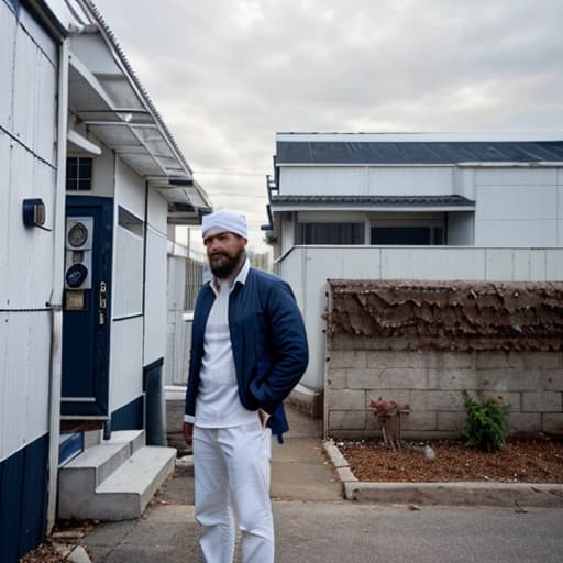  a man wearing a white turban and a long white beard stands in front of a building. he is wearing a white shirt and a dark blue jacket. the building has a sign that says "information" and a red stop sign. the man is smiling slightly, and he appears to be standing near a door of the building. the man is looking at the camera. convert this into a cartoonish picture also if there is a human or some object make their cartoonish version with proper detailing of face and other features  hyperrealistic, full body, detailed clothing, highly detailed, cinematic lighting, stunningly beautiful, intricate, sharp focus, f/1. 8, 85mm, (centered image composition), (professionally color graded), ((bright soft diffused light)), volumetric fog, trending on instagram, trending on tumblr, HDR 4K, 8K