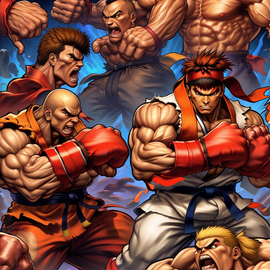  street fighter style bog roll blues . vibrant, dynamic, arcade, 2d fighting game, highly detailed, reminiscent of street fighter series