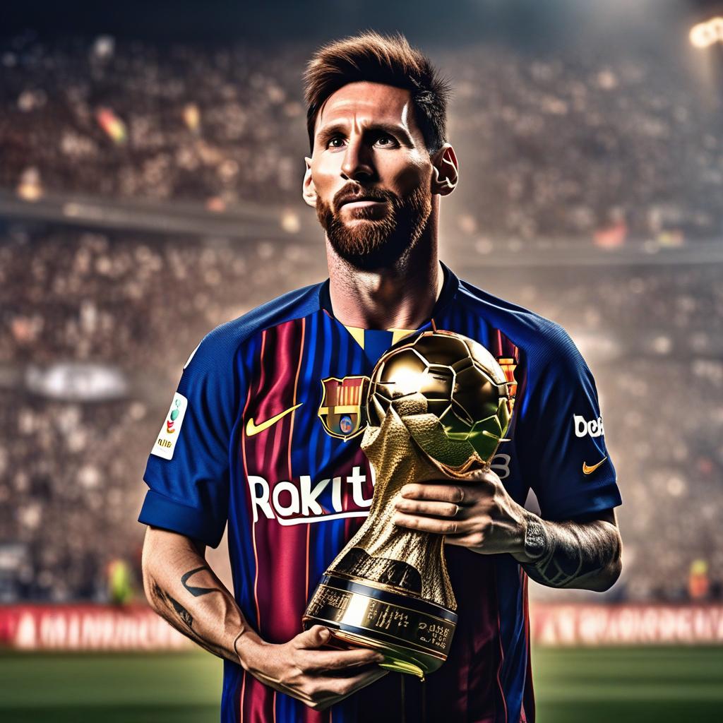  lionel messi con la copa del mundo hyperrealistic, full body, detailed clothing, highly detailed, cinematic lighting, stunningly beautiful, intricate, sharp focus, f/1. 8, 85mm, (centered image composition), (professionally color graded), ((bright soft diffused light)), volumetric fog, trending on instagram, trending on tumblr, HDR 4K, 8K