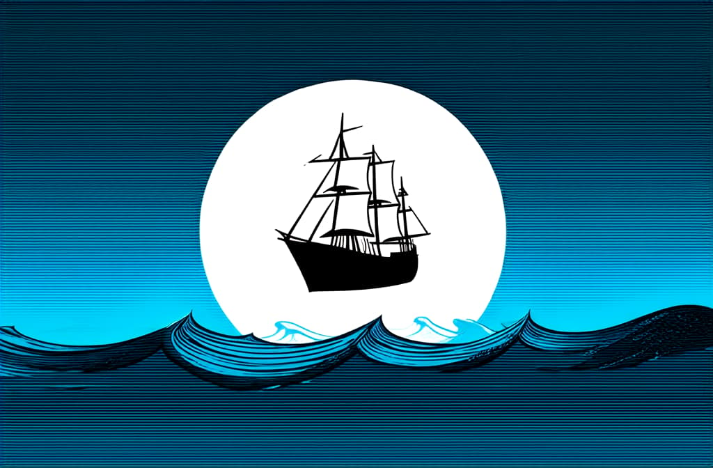  contour, very simple image in one unbroken black ink line, single line of ship on sea waves, logo on white background ar 3:2 using a single continuous black line ink brushon white background, drawing should be created without lifting the pen, recognizable features of ship on sea waves, logo on white background ar 3:2 in one unbroken line