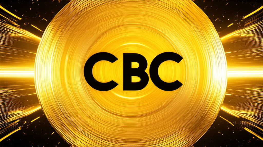  professional detailed photography, "cdbc" on metallic gold circle, on abstract digital glowing gold background ar 16:9, (muted colors, dim colors, soothing tones), (vsco:0.3)