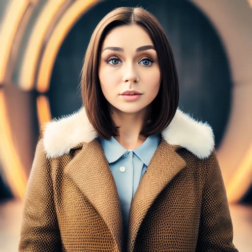 portrait+ style Russian queer TV actress brunette female face