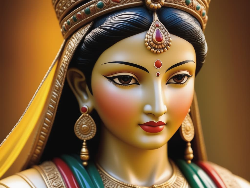  beautiful close up of an ancient eastern statue, serene divine expression