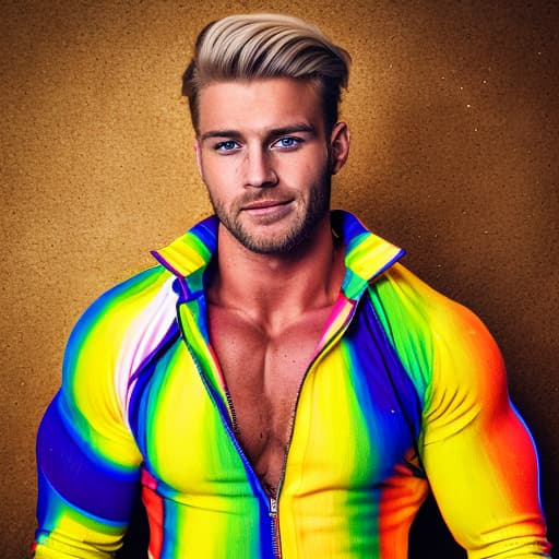 portrait+ style Swedish LGBT queer bodybuilder blonde hunk dude face