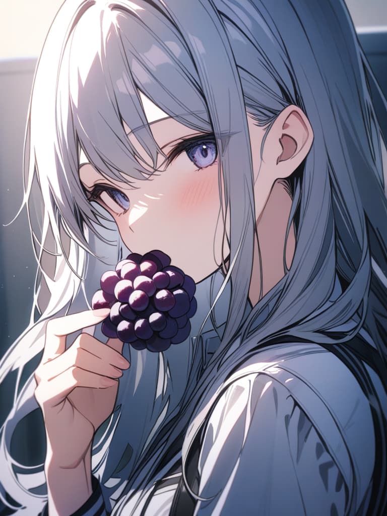  woman who eat grapes, masterpiece, best quality,8k,ultra detailed,high resolution,an extremely delicate and beautiful,hyper detail