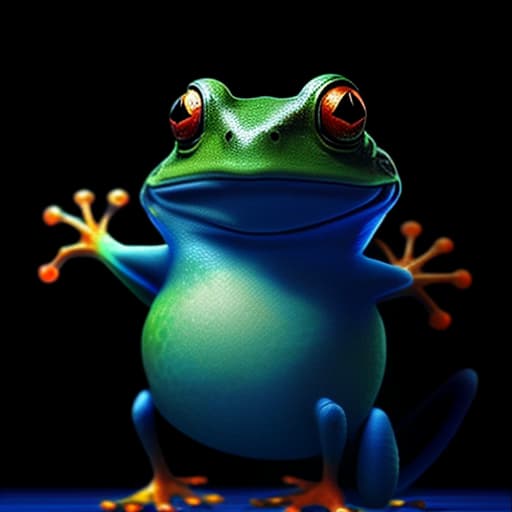 mdjrny-v4 style (a frog wearing blue jean), full body, ghibli style, anime, vibrant colors, hdr, enhance, ((plain black background)), masterpiece, highly detailed, 4k, hq, separate colors, bright colors