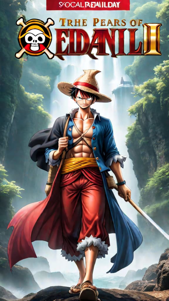  anime art: luffy prepares to return his straw hat to red haired shanks amidst the giants of elbaf. hyperrealistic, full body, detailed clothing, highly detailed, cinematic lighting, stunningly beautiful, intricate, sharp focus, f/1. 8, 85mm, (centered image composition), (professionally color graded), ((bright soft diffused light)), volumetric fog, trending on instagram, trending on tumblr, HDR 4K, 8K