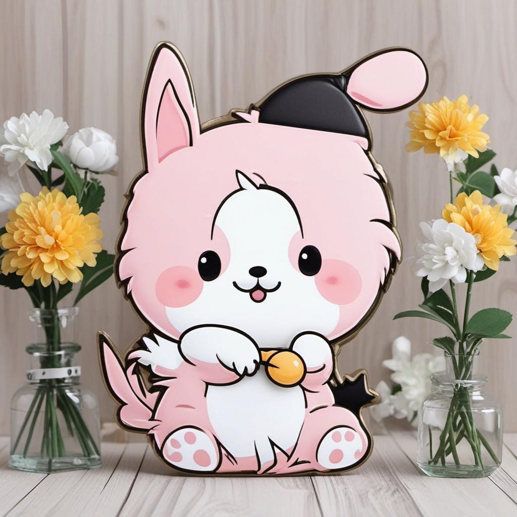  i want a big, and pretty font saying „pochacco“ in white and the background should be black and there should be cute details , profile image style