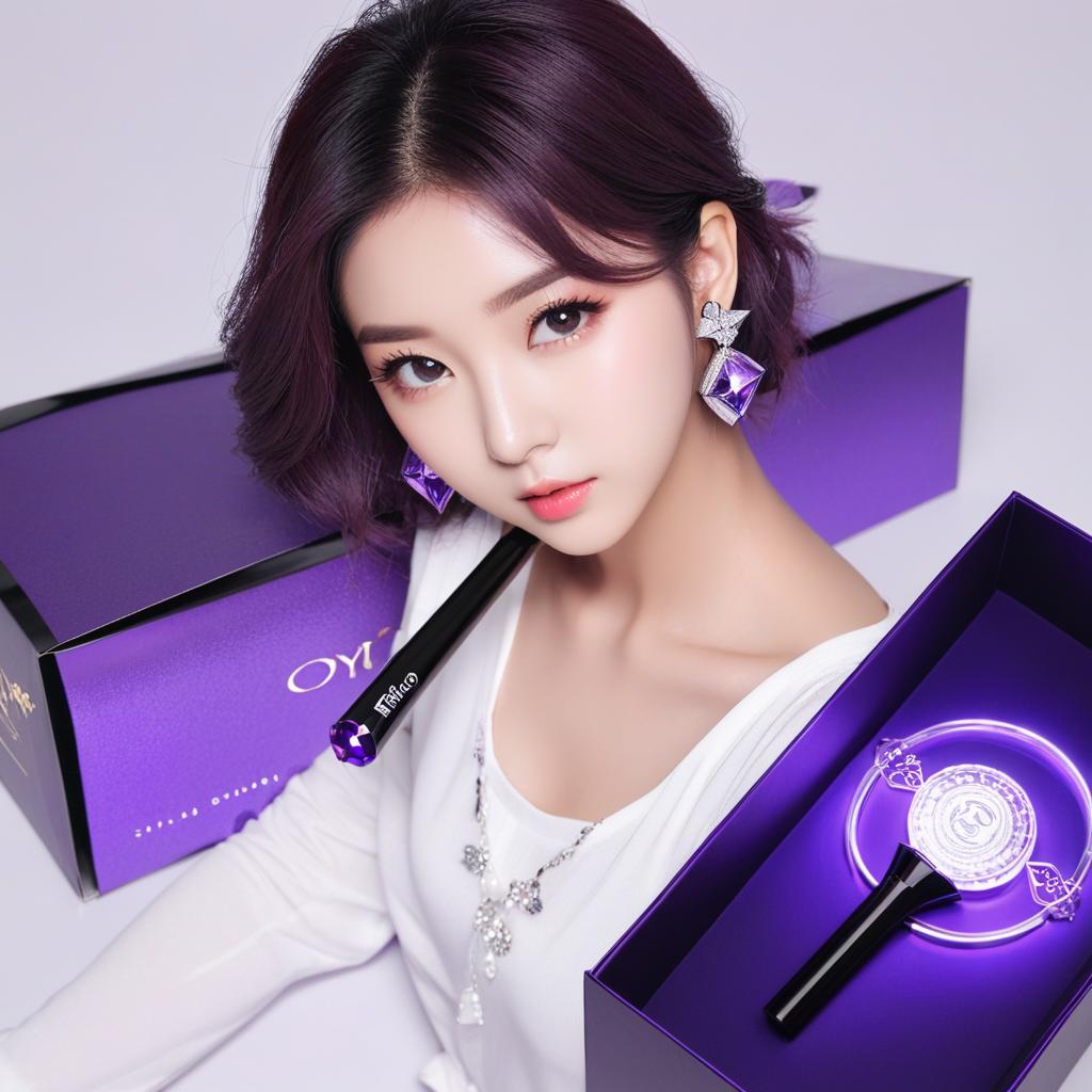  kpop gem top long lightstick dark purple concept with a box