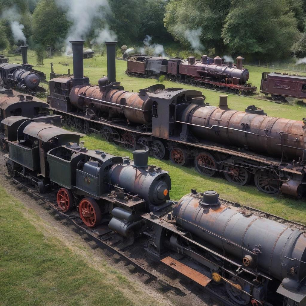  a graveyard of old steam locomotives.