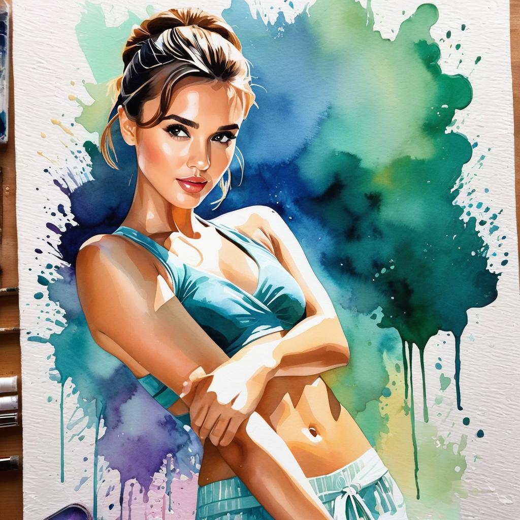  watercolor painting,instaport style, portrait of sweaty jessica alba and audrey hepburn. posing . nudist colony. full body. steamy room. very detailed. [multi color watercolors with a white background], haze, film photography, light ethereal leaks, sharp focus, intricate highly detailed acrylic painting, palette knife and brush strokes, trending on artstation, trending on pixiv fanbox