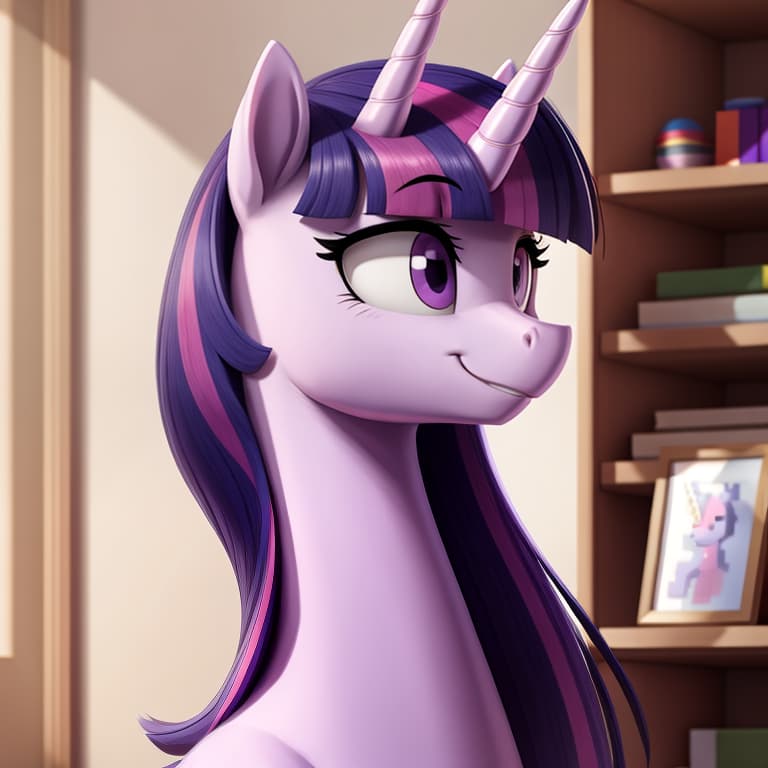  score_9, score_8_up, score_7_up, score_6_up, score_5_up, score_4_up, pixel art, detailed, beautiful, detailed fur, Twilight Sparkle, pony, unicorn, smiling, smug, open eyes, masterpiece, 4k, fine details,