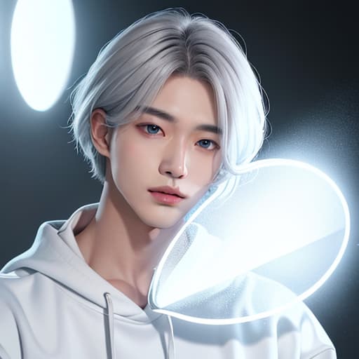  masterpiece,high quality,1 handsome boy,famous Korean idol,silver hair,short hair,blown eyes, clear skin,black sweatshirt, hyperrealistic, full body, detailed clothing, highly detailed, cinematic lighting, stunningly beautiful, intricate, sharp focus, f/1. 8, 85mm, (centered image composition), (professionally color graded), ((bright soft diffused light)), volumetric fog, trending on instagram, trending on tumblr, HDR 4K, 8K