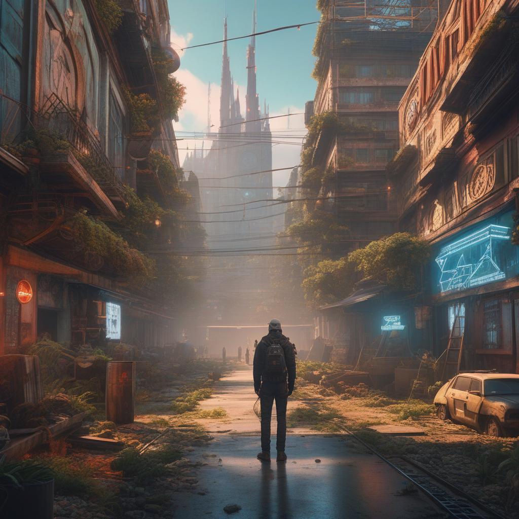  an epic album cover, splicor and aphex twin with a dystopian feel., ((anime)) hyperrealistic, full body, detailed clothing, highly detailed, cinematic lighting, stunningly beautiful, intricate, sharp focus, f/1. 8, 85mm, (centered image composition), (professionally color graded), ((bright soft diffused light)), volumetric fog, trending on instagram, trending on tumblr, HDR 4K, 8K