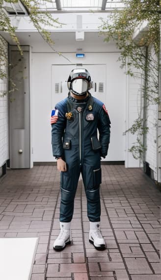  Astronaut Mask, white Astronaut suit, full body